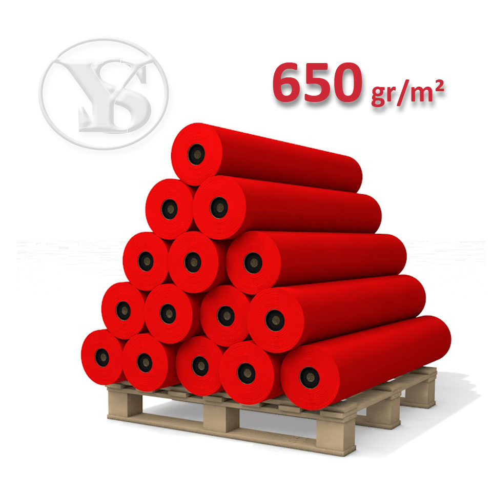 650 gr/m² İplik Dokuma, Kırmızı Renk, 3 x 60 metre