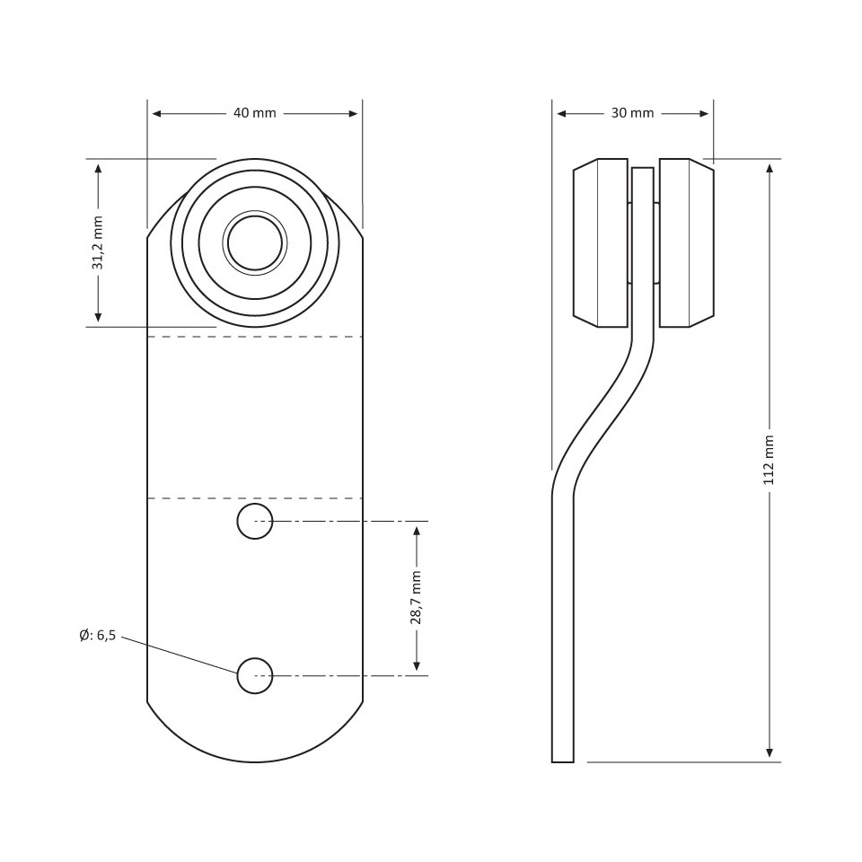 Plastik Tekerli Eğri Saplı Makara - 50 Adet / paket